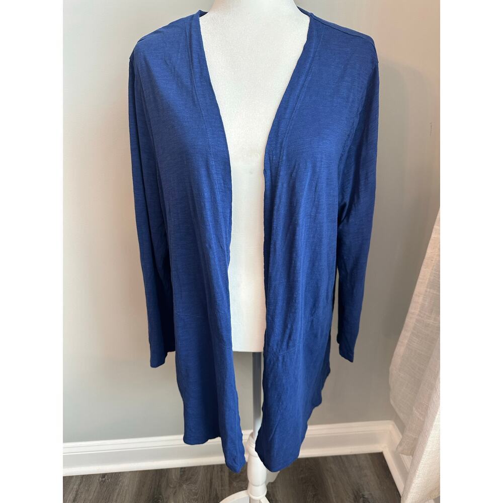 Chico’s Ultimate Tee Blue Open Front Cardigan Duster Top XL Size 3 Lightweight